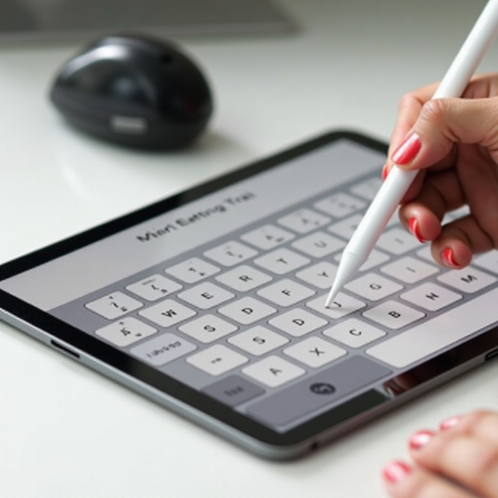 como aumentar o tamanho do teclado no iPad com Apple Pencil