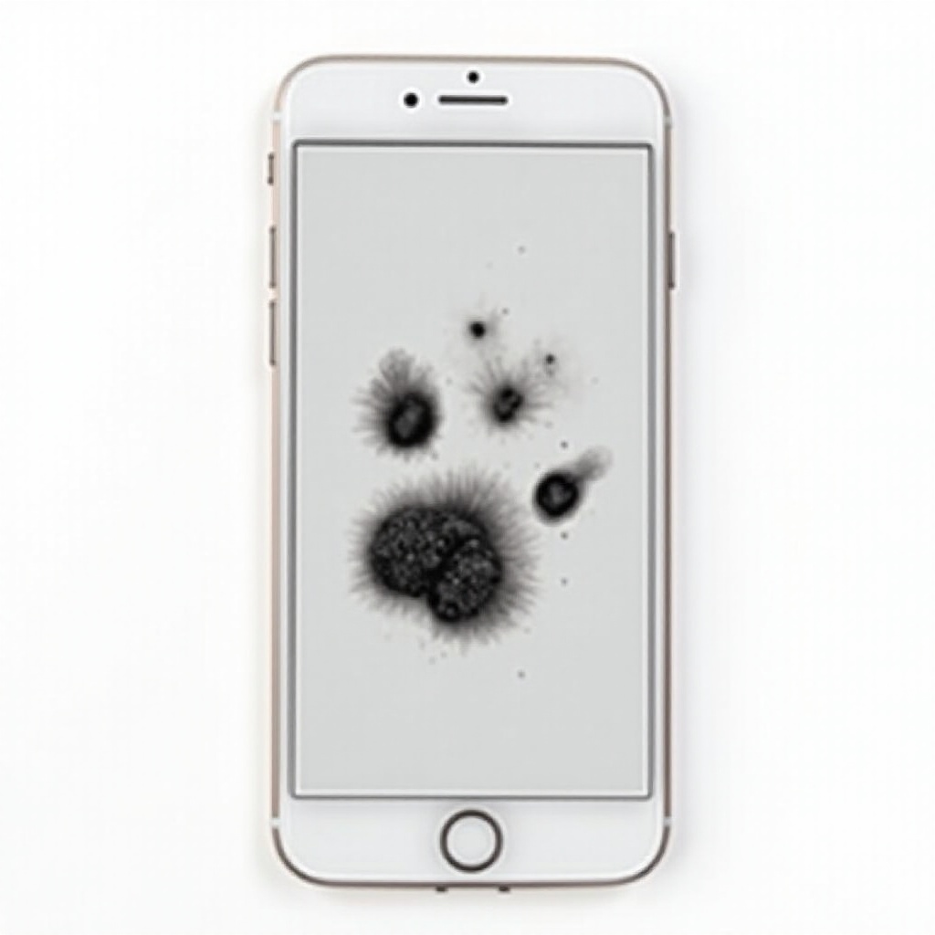 manchas de tinta en la pantalla del teléfono